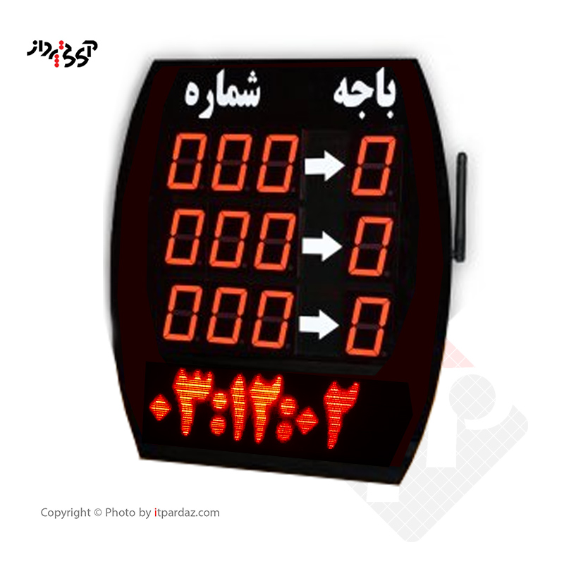 نمایشگر مرکزی سیستم نوبت دهی VRW سگمنت 3 ردیفه و تابلو روان